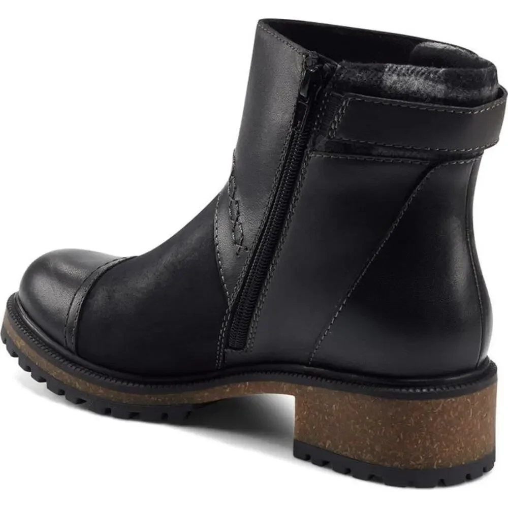 Earth Origins Patchwork Leather Taylen Round Toe Gorpcore Boots Black sz 6.5 NEW